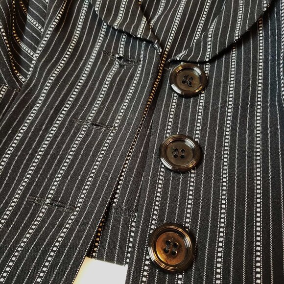 * CANDIE'S * Juniors Small Black & White Striped Button-Up Vest - Picture 4 of 13